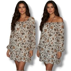 Ophelia Roe Dress Floral Babydoll Mini Prairiecore Boho Tunic Top Size Small